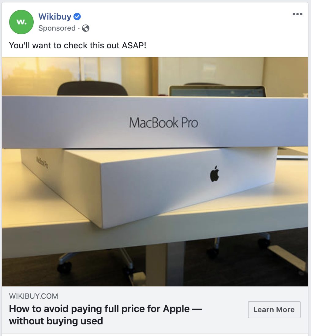 Wikibuy Facebook Ad